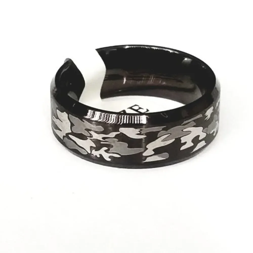 New stainless steel camouflage ring size 9